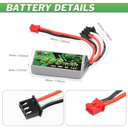 7.4V 2S 20C 200mAh Rechargeable Lipo Battery for Axial SCX30, 3pcs | 2S Lipo Battery with PH2.0 Plug Compatible with Axial SCX30 Jeep Bronco K10 RC Car Truck Rock Crawler Upgrades - color: 200mAh/ 3pcs