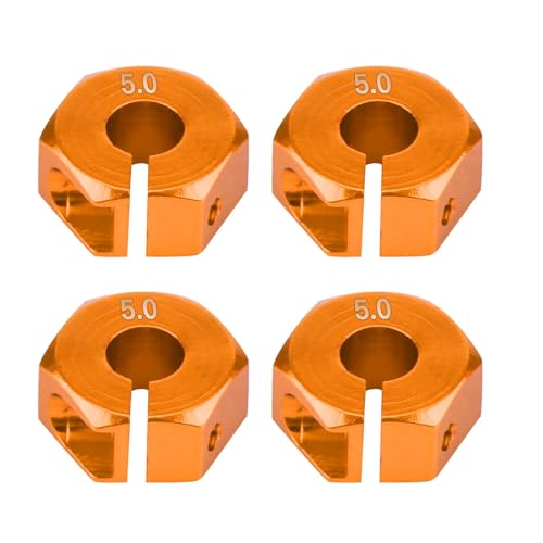 4 Pcs Universal Wheel Hex Hub Adapters,12mm Wheel Hex Mount with Pins and Screws,Wheel Hex Drive Adapters Hub RC Model Vehicle Accessory for RC Spare Part RC Car Upgrade Parts (5.0MM Gold) - size: 5.0MM gold