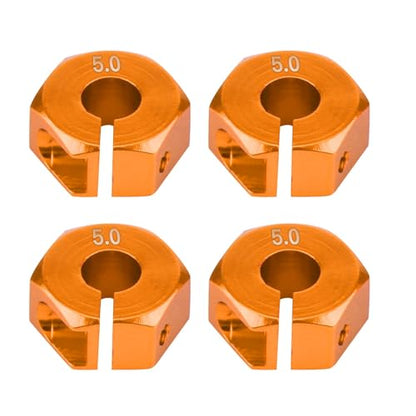 4 Pcs Universal Wheel Hex Hub Adapters,12mm Wheel Hex Mount with Pins and Screws,Wheel Hex Drive Adapters Hub RC Model Vehicle Accessory for RC Spare Part RC Car Upgrade Parts (5.0MM Gold) - size: 5.0MM gold