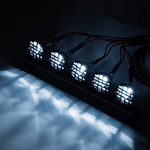 RC-Hub LED Roof Lamp Lights Bar 5 LEDs for 1/10 SCX10 RC Crawler Car - color: 5 leds