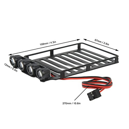 RC Metal Roof Rack Luggage Carrier for Axial SCX24 1/24 RC crawle rwith Four White LED Lights 4.3 x 2.6in for Enthusiasts Scale Model Hobbyists - size: Round Lamp