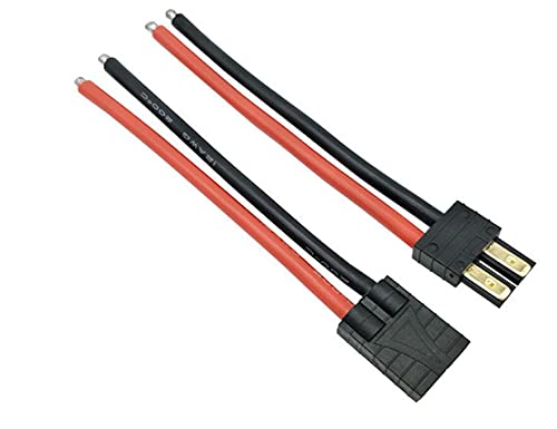 DEVMO 2 Pairs TR-X Male/Female Connectors Cable with 14awg 10cm Slicone Wire Compatible with RC LiPo Battery FPV Turnigy/Zippy