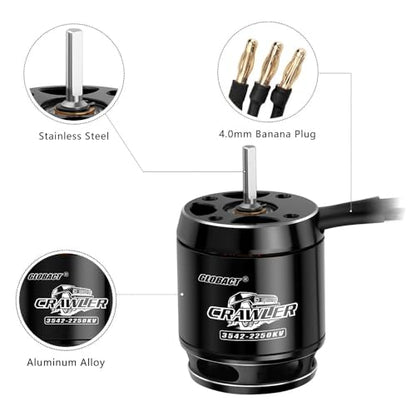GLOBACT 2250KV 3542 Brushless Motor for 1/8 1/10 TRX4 TRX6 SCX10 I II III - size: 2250KV
