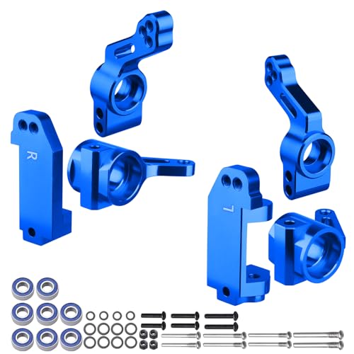 Aluminum Front Steering Blocks & Caster Blocks and Rear Stub Axle Carriers Upgrade Kit for 1/10 Traxxas Slash 2WD Stampede Rustler VXL, Replacement of 3632 3736 3752 (Blue) - color: Blue
