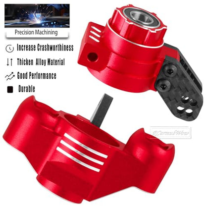 RC Upgrades Part for 1/8 Kraton/Outcast/Notorious 6S BLX,Alloy Front Rear Suspension Arms,Front Knuckles Steering Blocks &Rear Hub Stub Axle Carriers,Wing Mount &Wheelie Bar Set,Red - color: Red(1set)