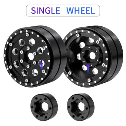 RCLIONS 1.9" Dually Beadlock Wheels 4PCS RC Aluminum Rims for 1/10th AXIAL SCX10 SCX10 II TRX4 TRX6 Flatbed Hauler RC Crawler Car Upgrade Parts - size: 4PCS