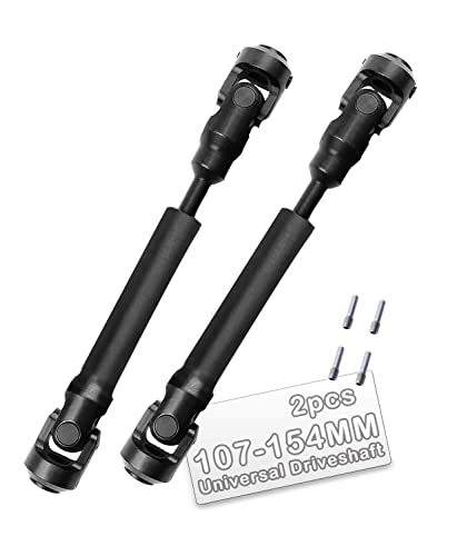 2PCS 107-154MM Universal Drive Shaft RC Upgrades for 1/10 SCX10 SCX10-II D90 Gen7 /Pro Rc 4WD GEN8 RC Crawler,RC Upgrade Parts Hop-Ups,Steel Full Metal Drive Shaft,Black (107-154 MM,2PCS) - size: 107-154 MM (4.21" to 6.06")