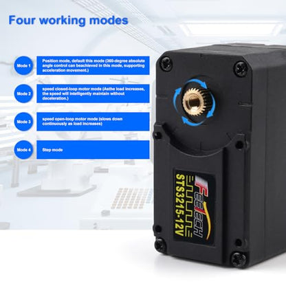 30KG High-Torque Serial Bus Servo 12V 360° Continuous Rotation Programmable Smart Industrial Digital Servo with Controller for RC Car Steering Servo Robotic Arm (1 Servo with 1 Bracket) - style: 1 Servo With 1 Bracket