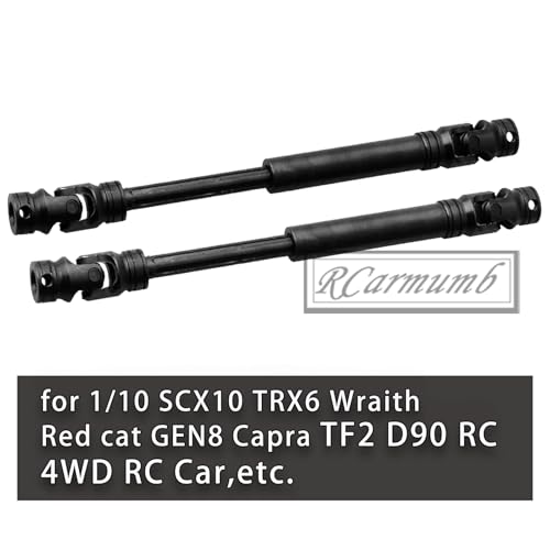 RC Drive Shaft Universal Upgrades for 1/10 SCX10 II Red cat D90 Gen7/Pro RC 4WD GEN8 SCX10 2, Rcarmumb 2pcs RC Crawler Driveshaft,Harden Steel #45 Part Hop-Ups (105-155MM, 2-Pack) Black - size: 105-155 mm (2-pack)