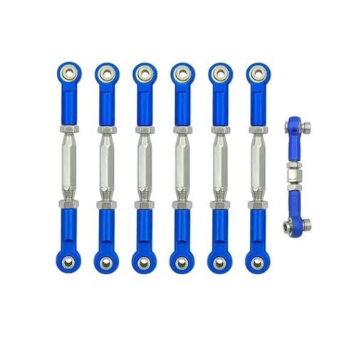 RC Car Rod Linkage Compatible with Traxxas for Slash 4X4/2WD 1/10 RC Car Upgrade Parts 1 Set 7 Pcs Metal Turnbuckle Camber Link End Adjustable Kit(Dark Blue) - color: Dark Blue