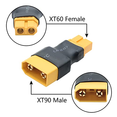 XT60 Female to XT90 Male Connector Converter, Adapter for RC Lipo Battery Charger Charging or XT60/XT90 Plugs Converting (2Pcs) | XT90 Male to XT60 Female RC Battery Conversion Plug, Plug and Play, for RC Lipo Battery ESC/Charger - 2Pcs - style: 2Pcs - XT