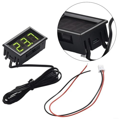 Digital Temperature Meter with Probe, LED Display DC 5-12V Car Temperature Panel Meter Gauge -50~110°C Temperature Gauge Sensor(Green) - color: Green
