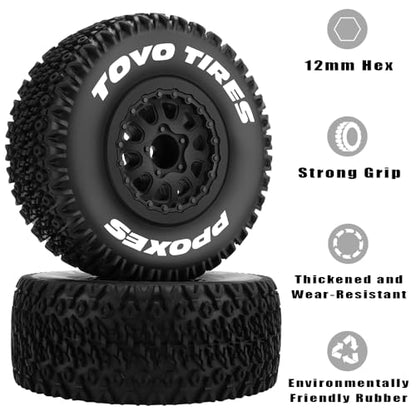 12mm Hex RC Wheel & Tires RC Truck Tire for 1/10 Slash 2WD/4ﾗ4 F-150 | Multi-Texture Design, Designed for almost all 1/10 scale RC trucks with 12mm hex