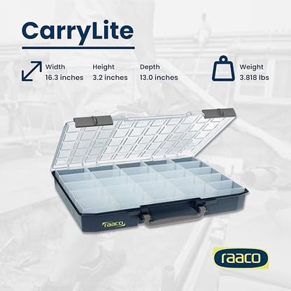 Raaco CarryLite 80 Small Parts Organizer, 25 Inserts | 3.2 Inch Height, Anti-Mix U-Profile Lid for Screws, Bolts & Nuts, Secure Sliding Lock, 25 Inserts, For workshop and garage - size: Deep-25 Inserts, style: Single Pack