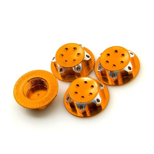 RC Cars Models Aluminum 11mm Hex Wheel Nuts Hub Cover for 1/8 RC Crawler Car Lock Self-Lock Replacement Upgrade Parts - color: Orange
