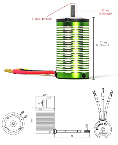 XTEAM 3665 2700KV Brushless Motor 2000W 90A 22V 4-Pole Design, Suitable for 1/8 1/10 1/12 RC Electric Racing Car, Buggy, RC Boat - size: 3665-2700KV