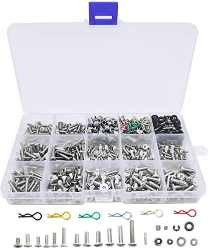 710PCS RC Screw Kit, 304 Stainless Steel Hex Bolts for Traxxas Axial Redcat | For HPI Arrma SCX10 Losi 1/8 1/10 1/12 1/16 Scale RC Cars,High Tensile,Rust Resistance,Compartment Storage Case