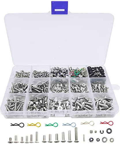 710PCS RC Screw Kit, 304 Stainless Steel Hex Bolts for Traxxas Axial Redcat | For HPI Arrma SCX10 Losi 1/8 1/10 1/12 1/16 Scale RC Cars,High Tensile,Rust Resistance,Compartment Storage Case