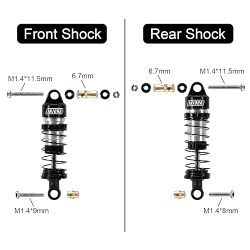 INJORA Carbon Shock Towers and Aluminum Oil Shocks for Losi Micro-B/Micro-T
