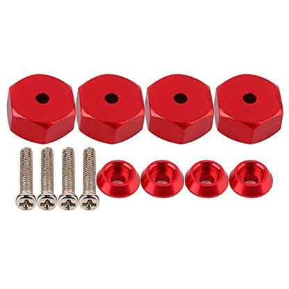 4pcs RC Hex Combiner, Wheel Hub Hex Adapter 5mm to 12mm Combiner Available for WPL D12 1/10 RC Model Trucks (Red R)