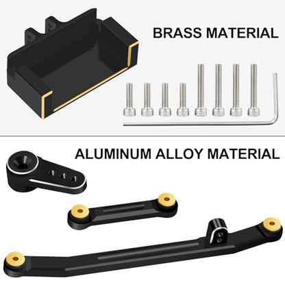 OGRC 12g EMAX Steering Servo Upgrades for Axial SCX24 1/24 RC Car | Max. 2 kg/cm, with 14g Brass Servo Mount and Aluminum Servo Arm Steering Link, Black - color: Black