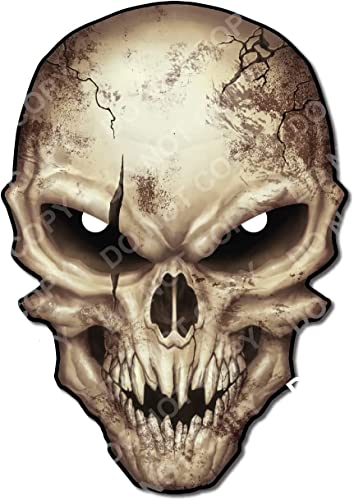 Skull Decal with Reflective Eyes Bone Cracked Vinyl Decal Stickers Car Truck Sniper Marines Army Navy Military Graphic - color: Bone, size: 5 Inch