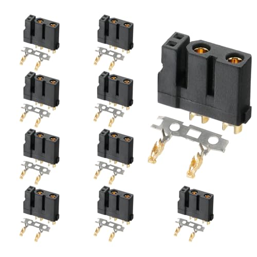 ELFCULB 10pcs Amass XT30(2+2) Female Connectors, Gold Plated for RC UAV Robots (Black) - color: 10pcs XT30(2+2) Female