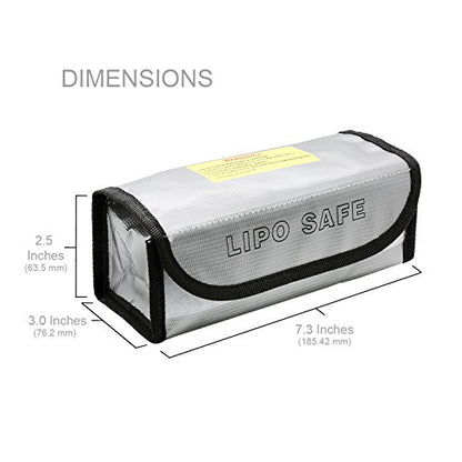 LiPo Fireproof Explosionproof Safety Bag |ExpertPower|for Lithium Battery & DJI Mavic & DJI Phantom 3 Battery|Guard Charging and Storage Safe Bag (7.3 x 3.0 x 2.5 Inches)
