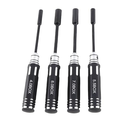 JTLB 4pcs Hex Socket Nut Driver Set Hex Wrench Set Key 4.0MM 5.5MM 7.0MM 8. with Aluminum Alloy Handle for RC Cars Model Airplanes