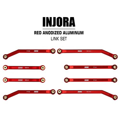 INJORA Aluminum 4 Link Set for SCX24 C10 JLU Bronco Base Camp 4Runner, Red - color: Red