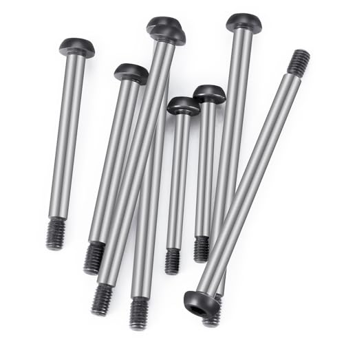 Polished Steel Lock-nut Style Hinge-Pin Threaded Hinge Pins Set Compatible with for 1/10 Traxxa Slash 2WD Hoss Rustler VXL Stampede RC Truck