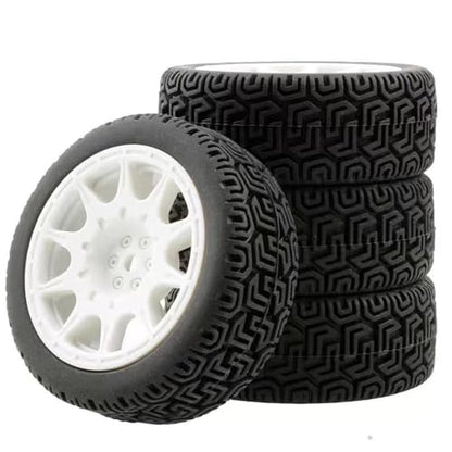 68mm 4 PCS 1/10 Runflat Tire 1.9 inch Rally Tire L001 for 1:10 Tamiya xv02 Maze Tire Lc PTG Off-road 94123 Kyosho FW06 etc. (white) - color: white
