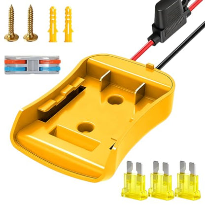 20V Adapter for Dewalt Battery Adapter for Power Wheels Upgrade Conversion Kit with Wire Connectors, Fuses, 12AWG Wire, Power Tool Drill Converter for Kids Car, RC Toy, DIY, Et (1 Pack)