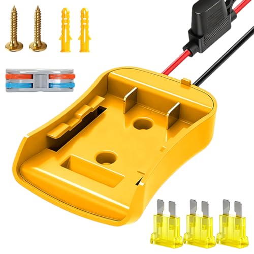 20V Adapter for Dewalt Battery Adapter for Power Wheels Upgrade Conversion Kit with Wire Connectors, Fuses, 12AWG Wire, Power Tool Drill Converter for Kids Car, RC Toy, DIY, Et (1 Pack)