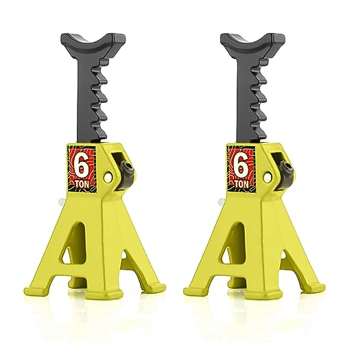 1/24 RC Toy Jack Stands 1/18 Simulation 6 Ton Metal Adjustable Mini Jacks Stand for 1:18 1:24 Scale Crawler Car Axial SCX24 Kyosho Tamiya HSP FCX24 TRX4M SCX24 AX24 Ford Bronco (Yellow, 2 PCS) - color: Yellow