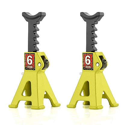 1/24 RC Toy Jack Stands 1/18 Simulation 6 Ton Metal Adjustable Mini Jacks Stand for 1:18 1:24 Scale Crawler Car Axial SCX24 Kyosho Tamiya HSP FCX24 TRX4M SCX24 AX24 Ford Bronco (Yellow, 2 PCS) - color: Yellow