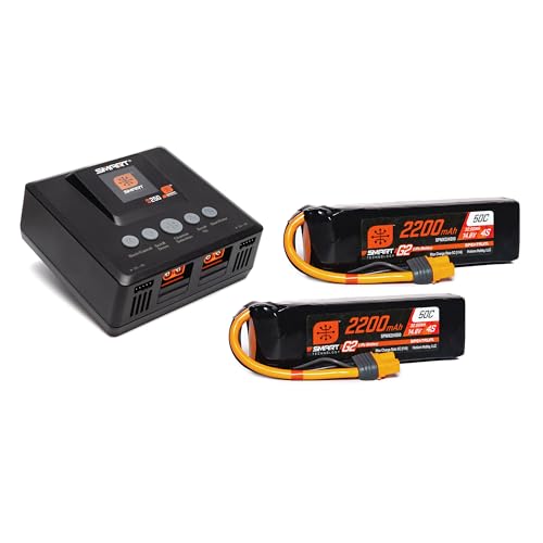 Spektrum Accessories Smart Powerstage 4S Air Bundle: (2) G2 2200mAh 4S 50C LiPo IC3 & S250 Charger, SPMXPSA500