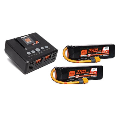 Spektrum Accessories Smart Powerstage 4S Air Bundle: (2) G2 2200mAh 4S 50C LiPo IC3 & S250 Charger, SPMXPSA500