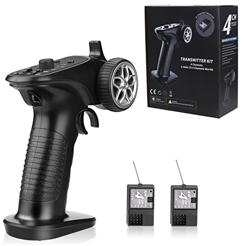 HTLNUZD 4H-TX 4CH 2.4GHz RC Radio System Transmitter with 4CH Controller Remote Control Receiver for RC Car, Boat, Tanks