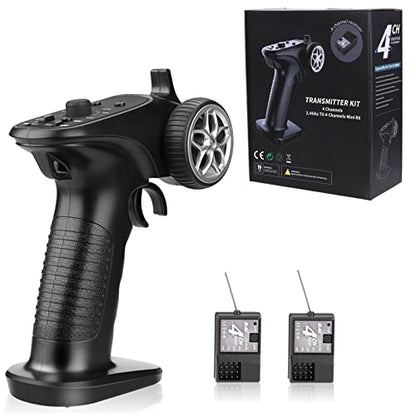 HTLNUZD 4H-TX 4CH 2.4GHz RC Radio System Transmitter with 4CH Controller Remote Control Receiver for RC Car, Boat, Tanks