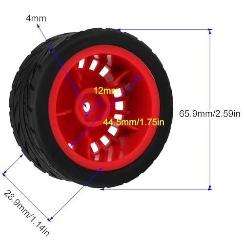 2.59" Rubber Tires & Nylon Wheel Rims 12mm Hex Hub Compatible with HSP Tamiya HPI Kyosho Redcat ExceedRC 1/10 On-Road Touring Car,WLtoys 1/14 144001 RC Buggy (red) - color: red