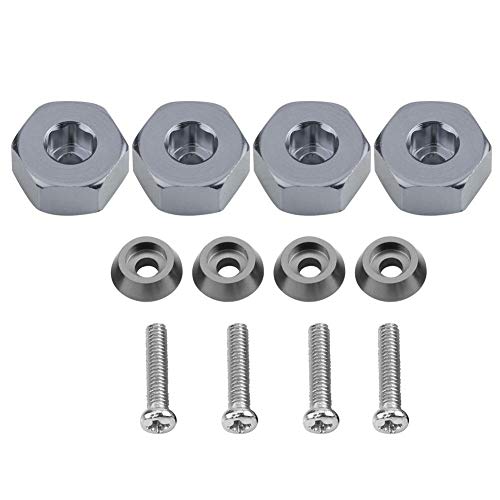 RC Car Hex Hub Adapter, 4 Pcs Aluminium Alloy 6mm to 12mm Wheel Hex Hub Adapter for WPL 1634 RC Truck RC Spare Part Accessory (Gray)