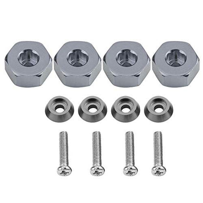 RC Car Hex Hub Adapter, 4 Pcs Aluminium Alloy 6mm to 12mm Wheel Hex Hub Adapter for WPL 1634 RC Truck RC Spare Part Accessory (Gray)