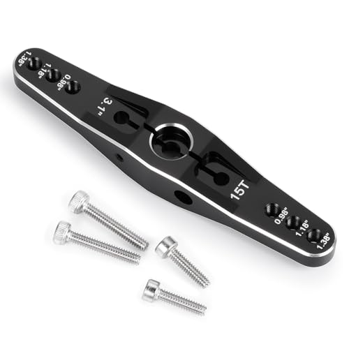 RC 15T Aluminum Metal Servo Horn Double Arm Steering Arms Black for 1/5 Scales RC Servo Repair Parts Accessories, Universal 15T Servo Arm Horn