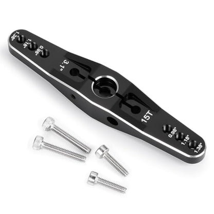 RC 15T Aluminum Metal Servo Horn Double Arm Steering Arms Black for 1/5 Scales RC Servo Repair Parts Accessories, Universal 15T Servo Arm Horn