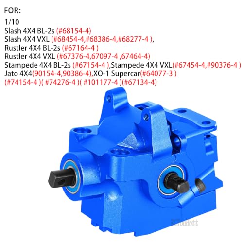 RC Aluminum Transmission Gearbox Case & 37T Diff Gear Upgrades Part for 1/10 Slash/Rustler/Stampede/Jato 4X4 4WD VXL/XO-1,Replace #6880#6881,Navy Blue - color: Navy Blue-(rc Upgrades Part）