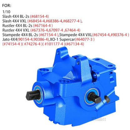 RC Aluminum Transmission Gearbox Case & 37T Diff Gear Upgrades Part for 1/10 Slash/Rustler/Stampede/Jato 4X4 4WD VXL/XO-1,Replace #6880#6881,Navy Blue - color: Navy Blue-(rc Upgrades Part）