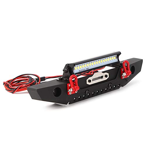 Anticollision Front Bumper with Spotlights Heavy Duty Metal RC Car Bumper Kit with LED Light Bar for Axial SCX10 90046 1 10 RC Crawler Car