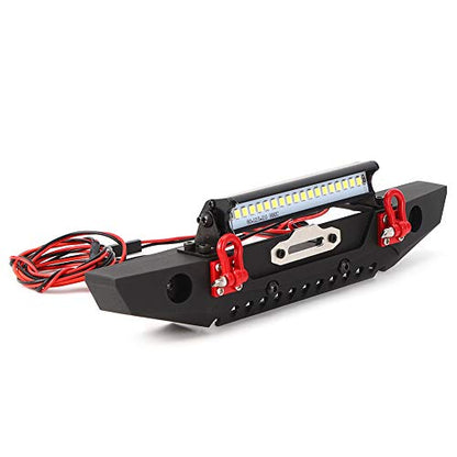 Anticollision Front Bumper with Spotlights Heavy Duty Metal RC Car Bumper Kit with LED Light Bar for Axial SCX10 90046 1 10 RC Crawler Car