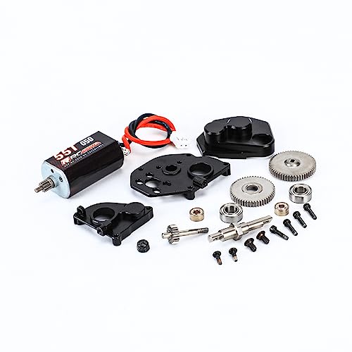 RCAWD SCX24 050 55T Motor with Metal Gearbox Combo Transmission for Axial 1/24 SCX24 Brushed Motor Clawer Series Upgreads Part - color: Black